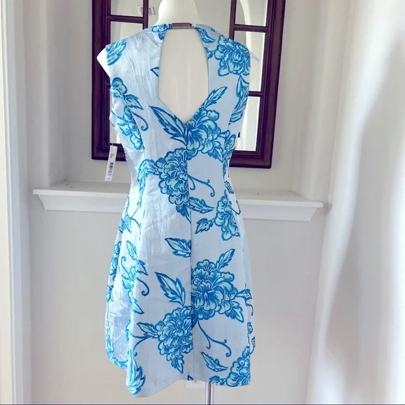 Nanette Lepore Jacquard Dress Floral Fit & Flare Blue Size 8 NWT $159.00 - Picture 7 of 15